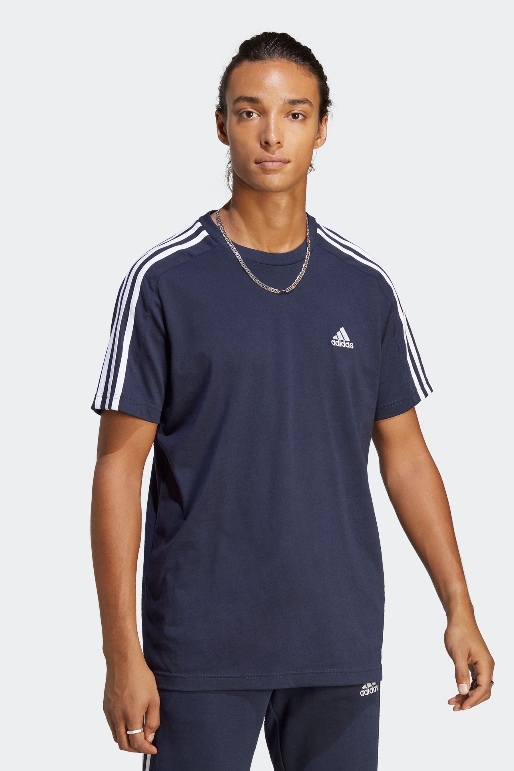 

Футболка Essentials из трикотажа с 3 полосками Adidas, синий