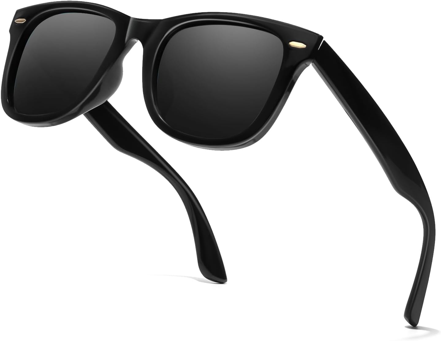 

Женские поляризованные солнцезащитные очки HASFOX | Защита от УФ-излучения и бликов при вождении | Модные квадратные очки с зеркальными линзами и футляром, A06 Black Frame / Gray Polarized Lens