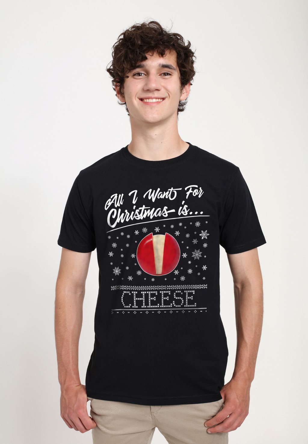 

Футболка с принтом BABYBEL CHRISTMAS ALL I WANT FOR IS CHEESE Henry Tiger, черный