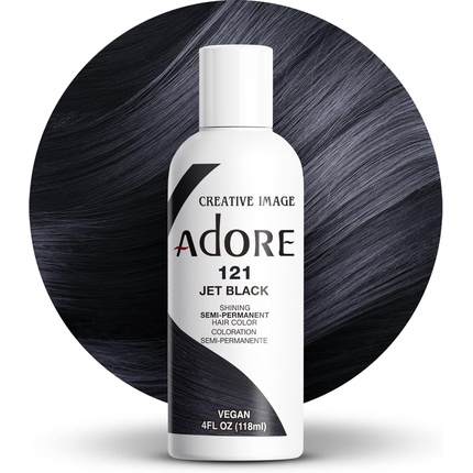 

Сияющая полуперманентная краска для волос 121 угольно-черный 118 мл Adore
