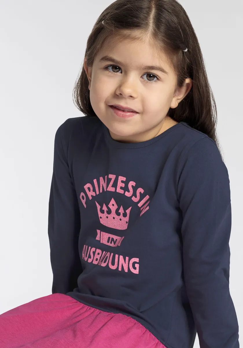 KIDSWORLD трикотажное платье "PRINCESS IN TRAINING" с надписью для маленьких девочек, розовый — фото 3