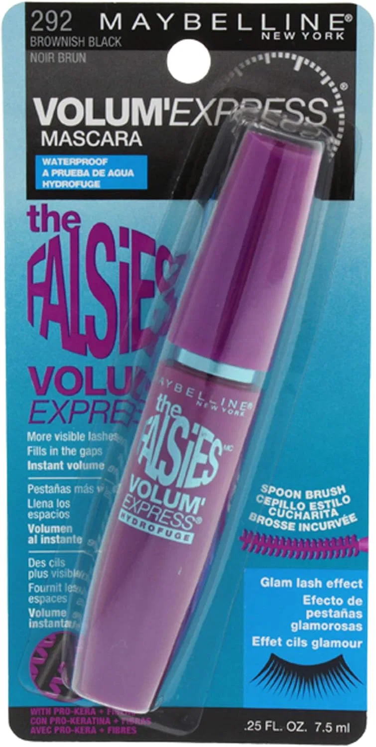 Тушь для ресниц Volume Express The Falsies Waterproof Maybelline New York, 0.03 fl oz, коричнево-черный
