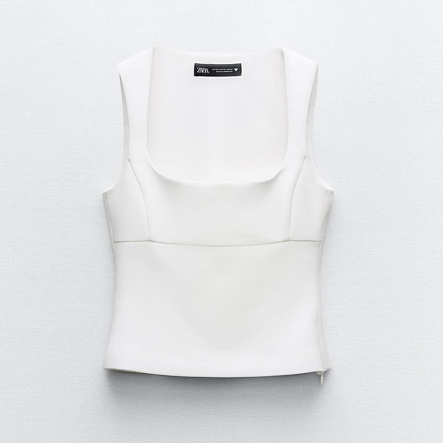 

Топ Zara Stretch With Square Neckline, белый