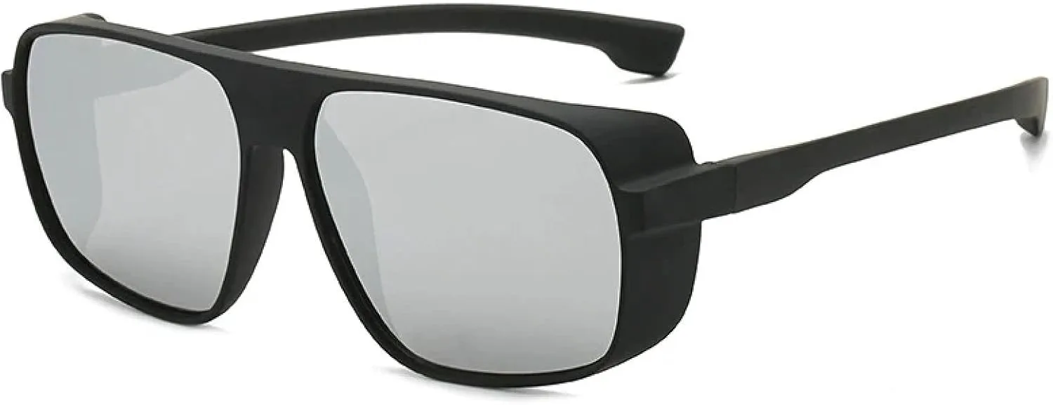 

Мужские классические панк-очки, женские винтажные солнцезащитные очки для активного отдыха, велоспорта, защита от УФ-излучения UV400 TKKTLLT, Black Silver