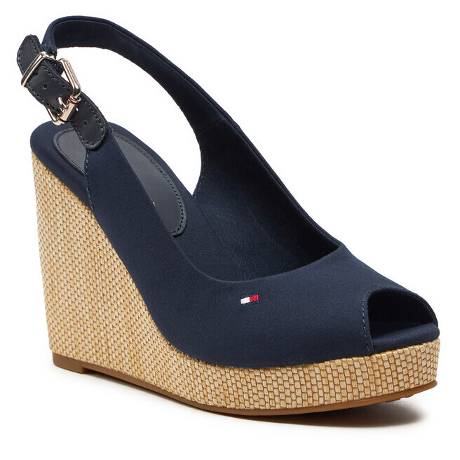 Сандалии Tommy Hilfiger Iconic Elena Sling Back Wedge FW0FW04789 Space Blue DW6, темно-синий — фото 4