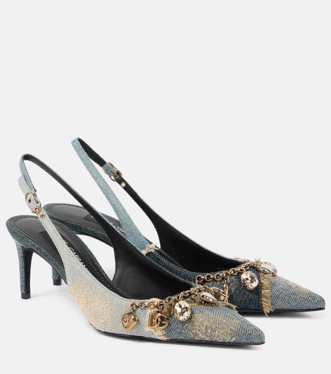 Джинсовые туфли-лодочки с открытой пяткой Dolce&Gabbana, цвет blu