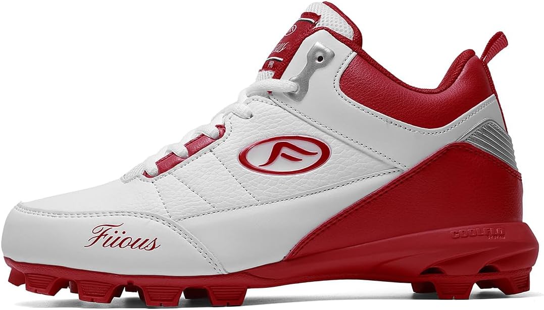 

Мужские бейсбольные бутсы черно-белые, высокие на шнуровке, с противоскользящими шипами, футбольные кроссовки для соревнований и тренировок, военные ботинки, бейсбольные кроссовки Fiiuos