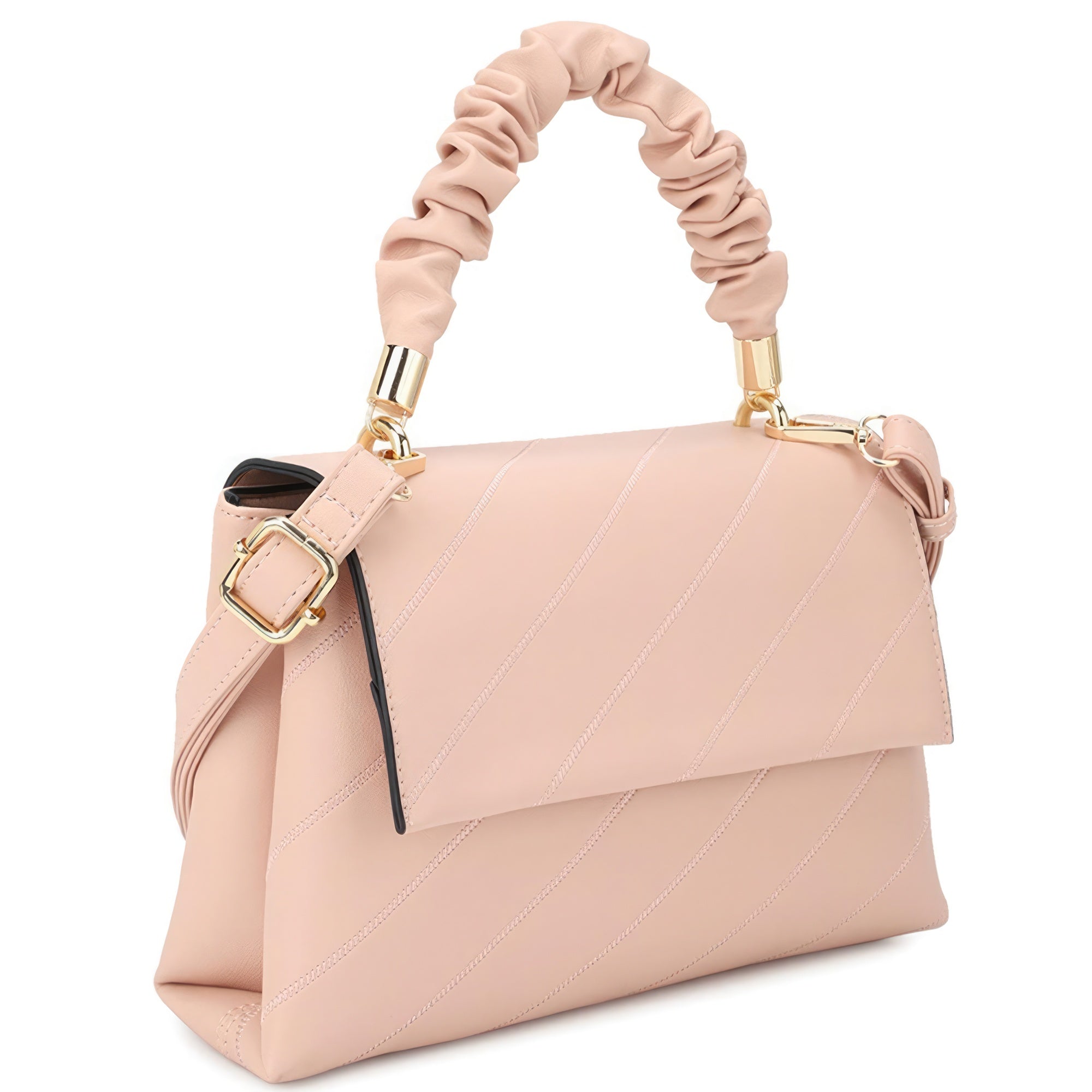 

FASHNZFAB женская модная сумка через плечо с гладким узором и складками, розовый