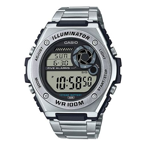 

Часы CASIO Quartz Waterproof Sports Mens SilverGray Digital, серый