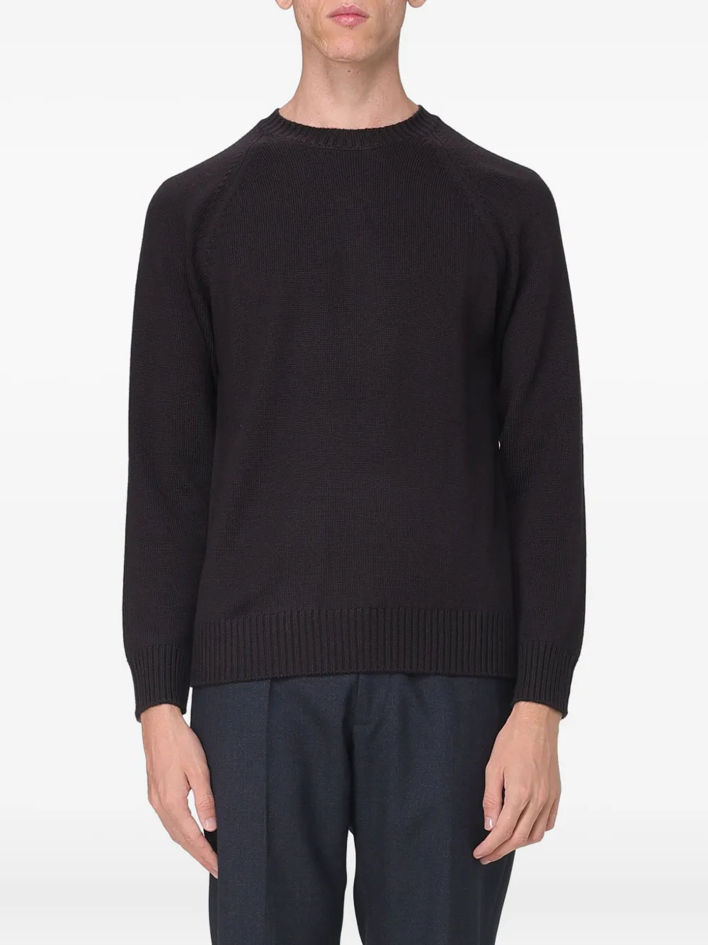 

Свитер с круглым вырезом и рукавами реглан Paolo Pecora, коричневый