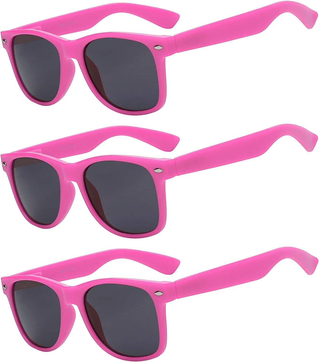 

OWL, набор из 3 солнцезащитных очков для женщин и мужчин, с защитой от УФ-излучения, ретро-линзы дымчатого цвета, модные и стильные женские очки в цветной пластиковой оправе, 3 Pink (Hot Pink)