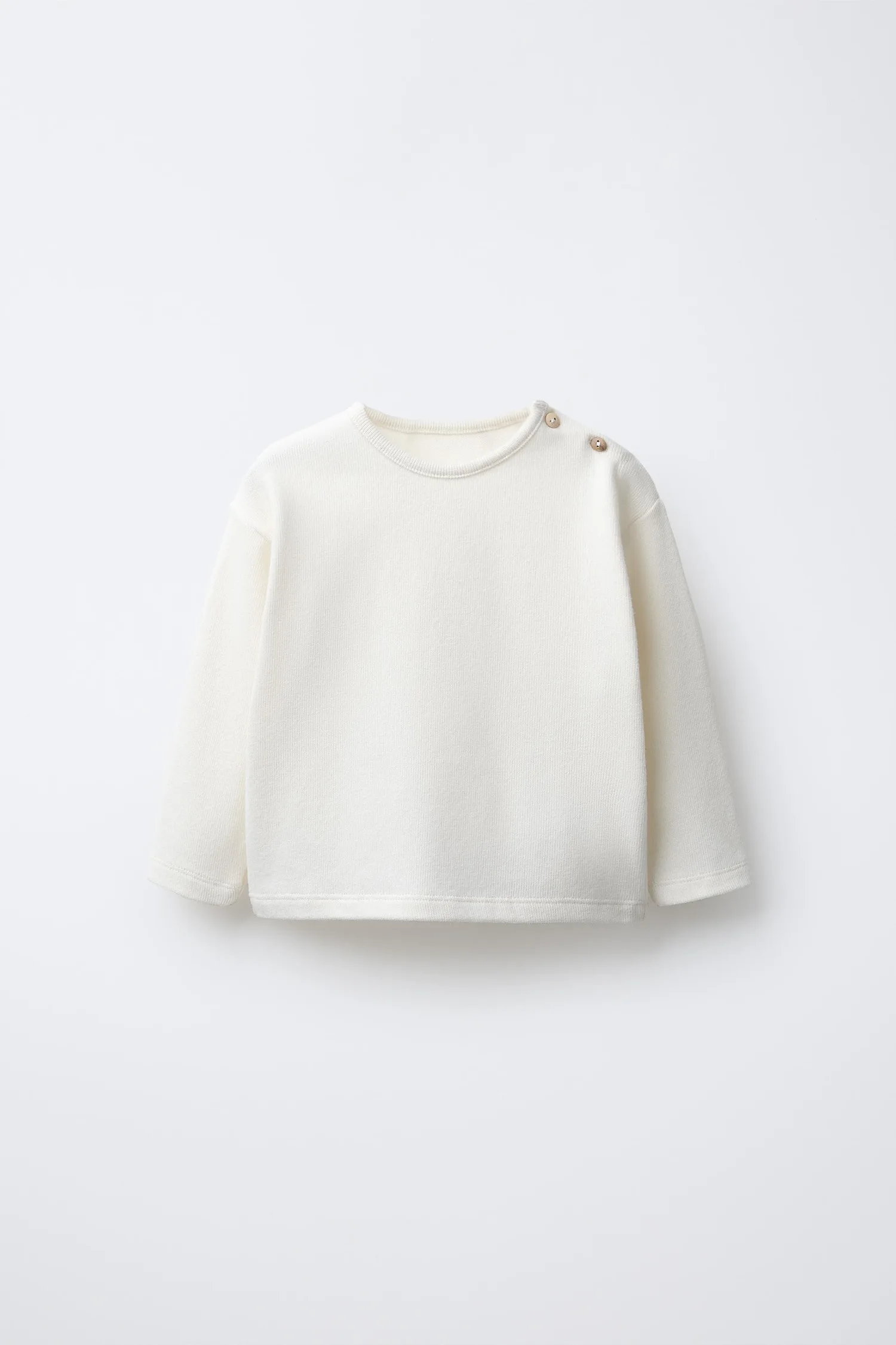 Простая теплая футболка Zara, экрю