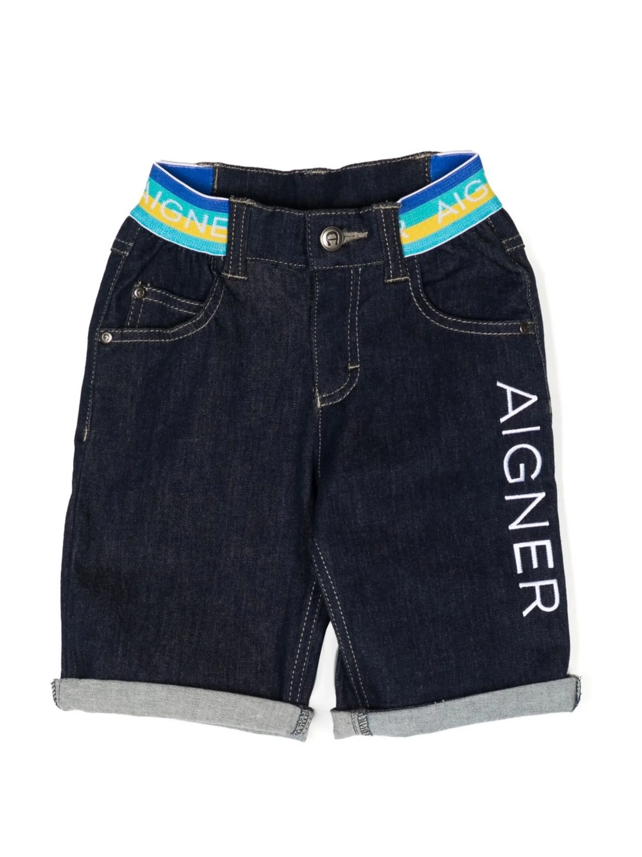 

Джинсовые шорты с вышитым логотипом Aigner Kids, синий