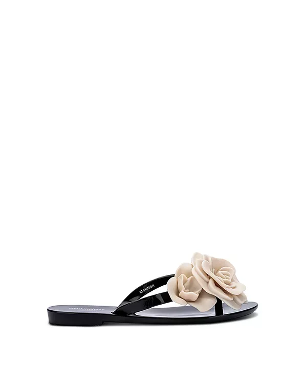 Детские шлепанцы Harmonic Petals - для малышей, детей постарше. Mini Melissa, Black/Beige — фото 2