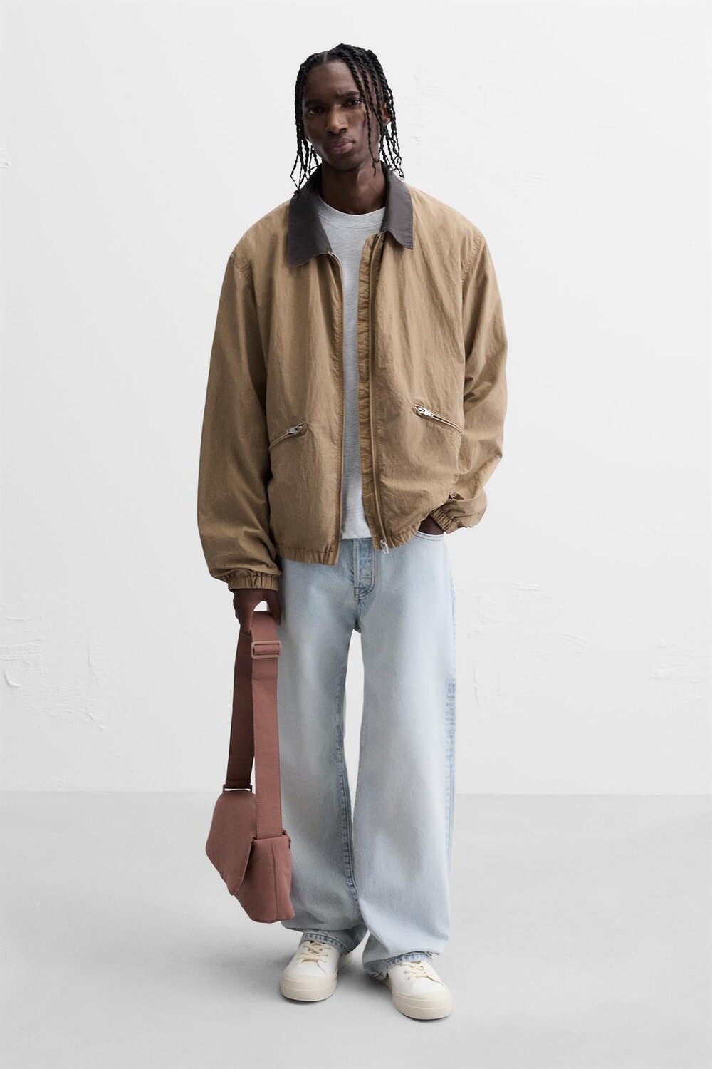 

Нейлоновая сумка через плечо с клапаном ZARA, розовый