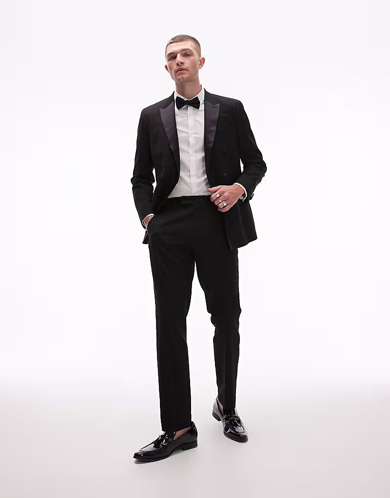 

Брюки Topman премиум-класса из тонкой шерсти черного цвета