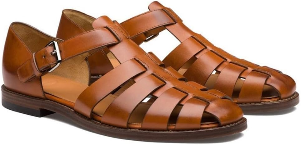 

Мексиканские сандалии-гуарачи из плетеной кожи для мужчин, широкая подошва Geerta, Tan