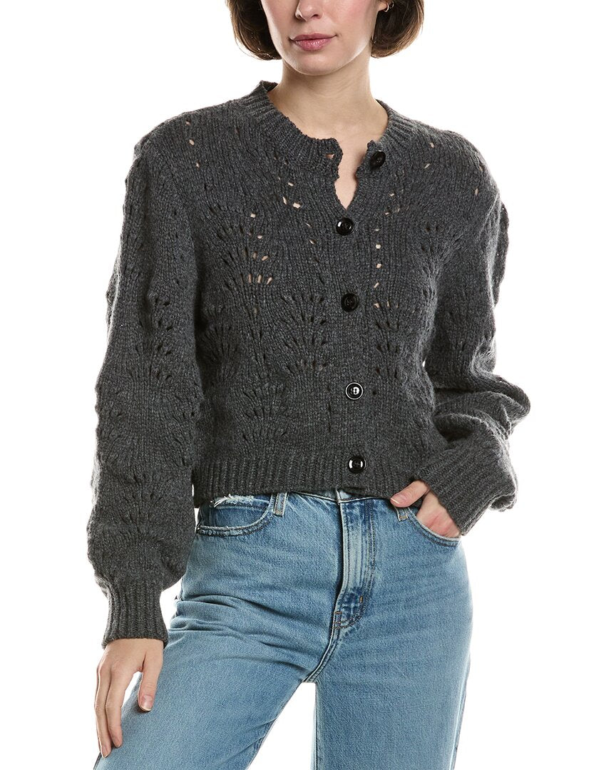 

Кардиган из шерсти с фактурной строчкой FRAME Denim, серый