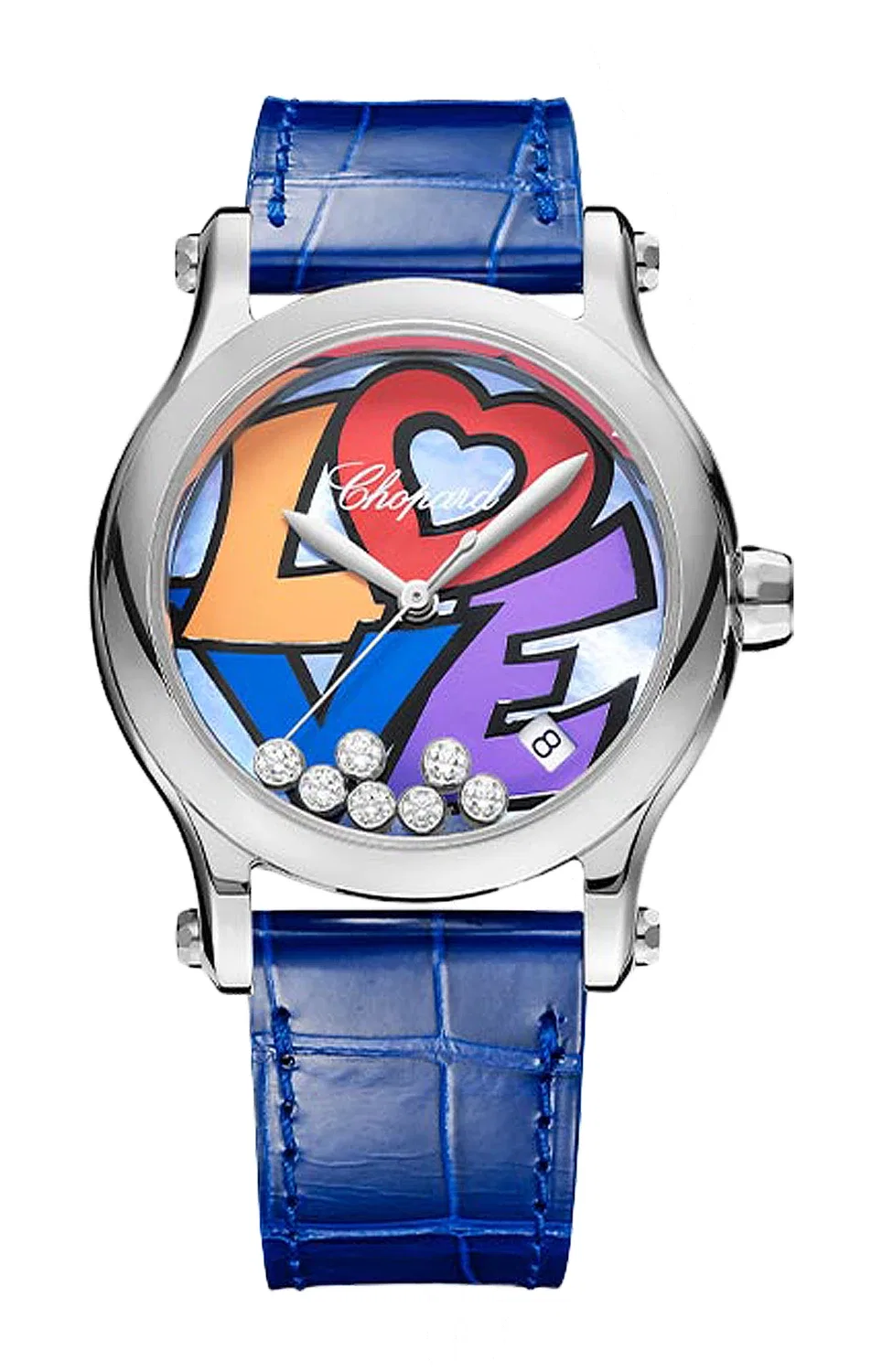 HAPPY SPORT "LOVE" 36 ММ, АВТОМАТИЧЕСКИЕ, НЕРЖАВЕЮЩАЯ СТАЛЬ, БРИЛЛИАНТЫ - 278559-3020 CHOPARD, синий
