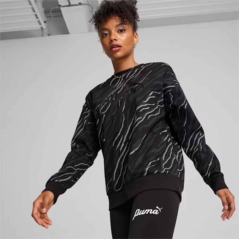 

Женская блузка ess+ Animal aop Crew fl Puma, черный