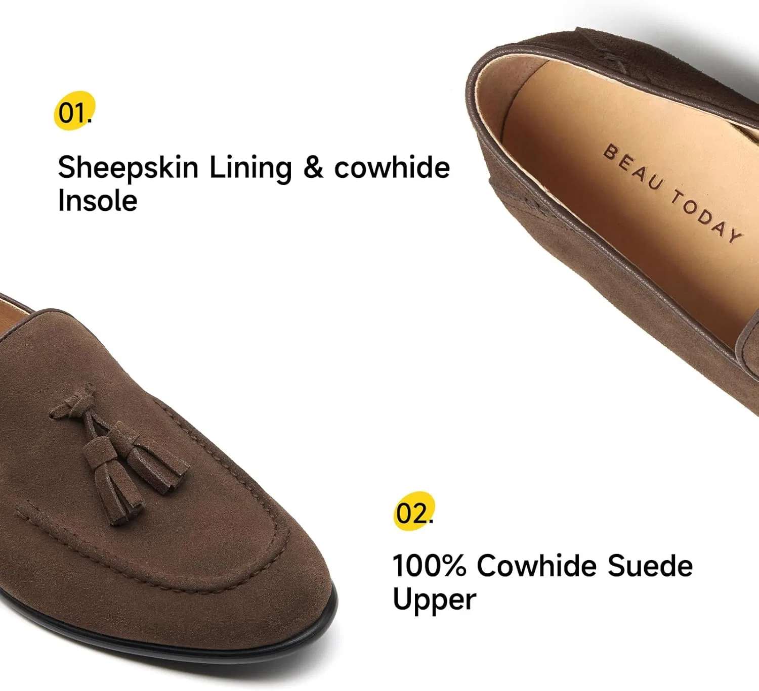 Лоферы кожаные BEAU TODAY Loafers, Coffee — фото 4