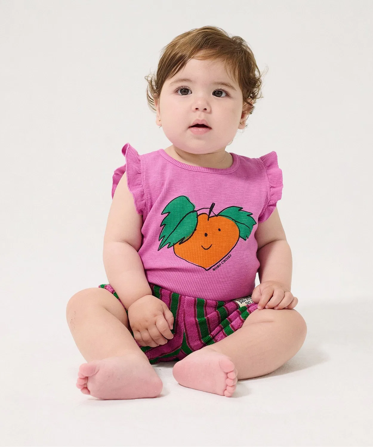 Боди-рубашка с рюшами Tangerine ruffled, BOBO CHOSES, розовый