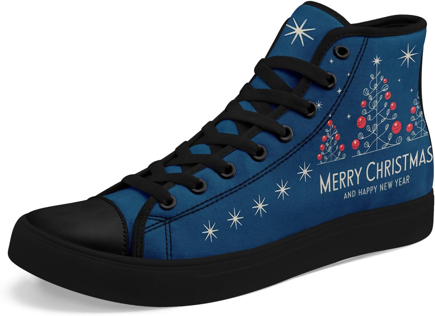 

Рождественские высокие кеды из ткани для женщин и мужчин, праздничный подарок, удобные стильные плоские кроссовки для прогулок Awsole, черный/красный/синий/темно-синий