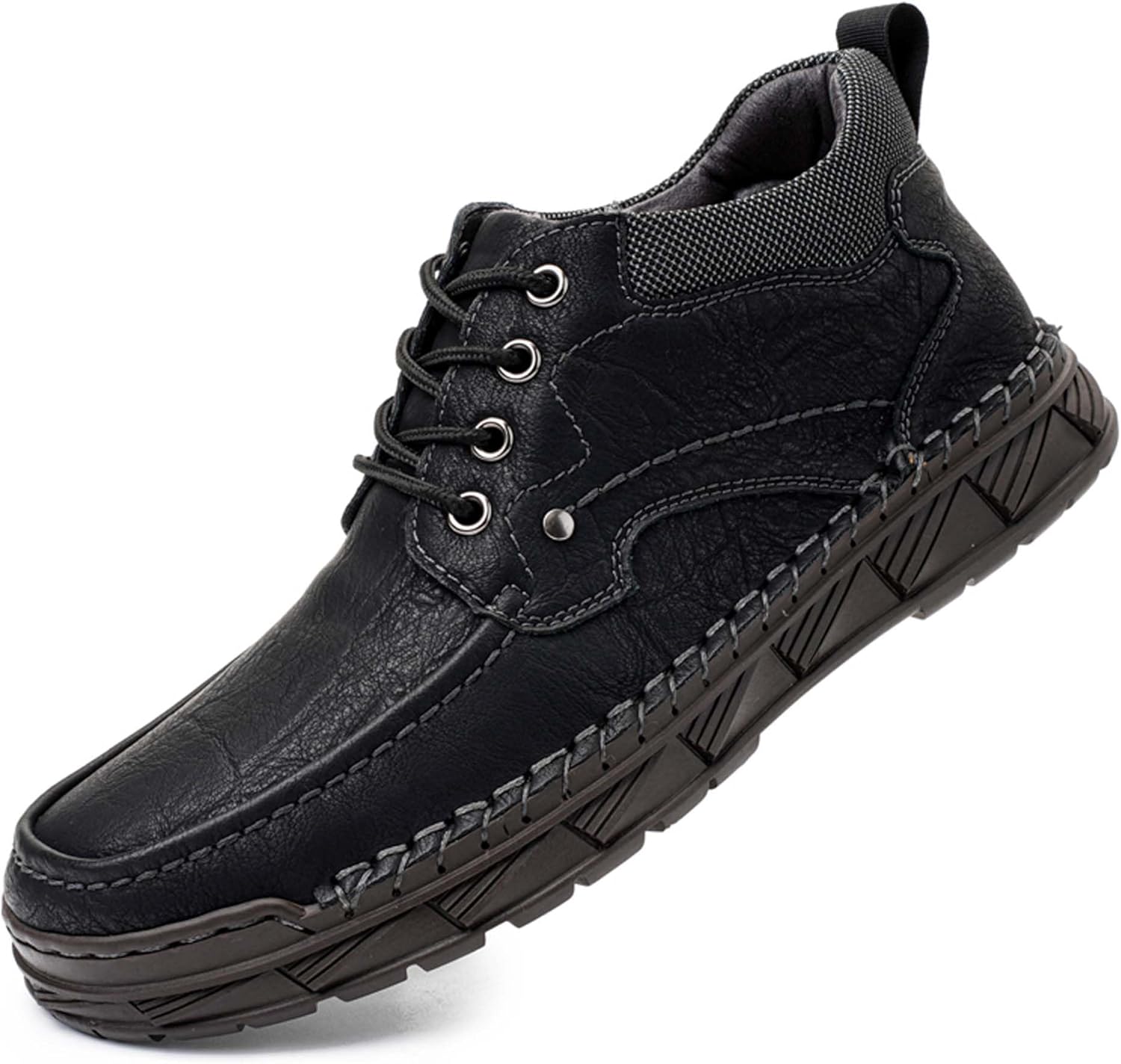 

Мужские премиальные кожаные повседневные туфли, обувь для прогулок, повседневные туфли, деловые повседневные туфли, удобные, ручная строчка, противоскользящие, прочные, подходят для всех сезонов Generic, черный