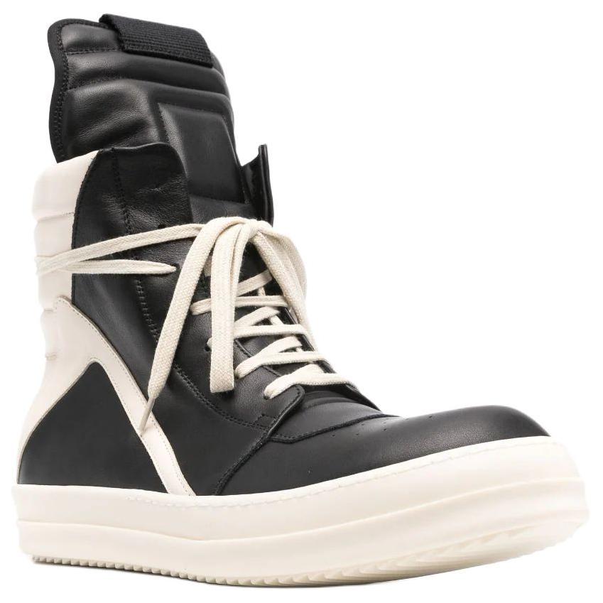 Высокие кожаные кроссовки для скейтбординга мужские черно-белые RICK OWENS — фото 2