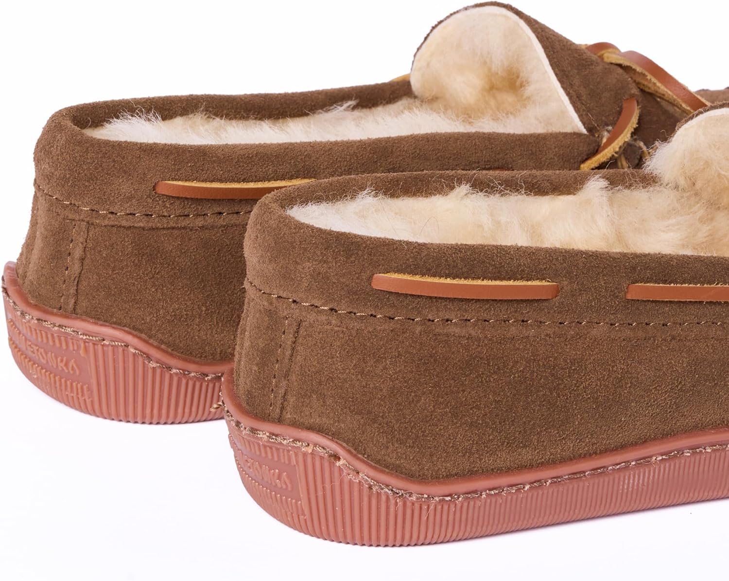 Мужские мокасины Minnetonka с жесткой подошвой из овчины, коричневый — фото 3