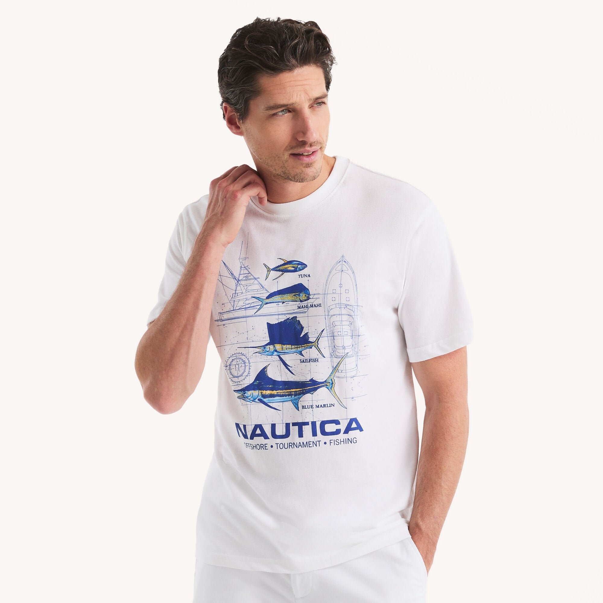 

Футболка Nautica Mens Nautica Otf Graphic, цвет tin grey