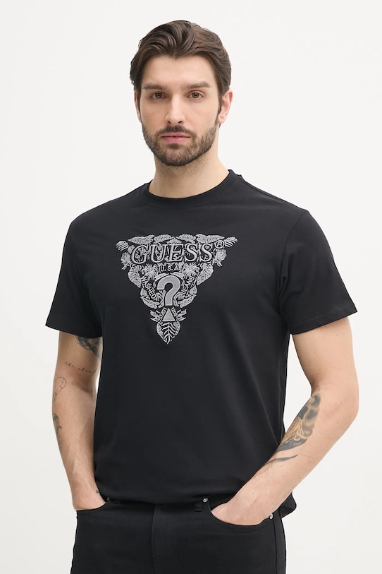 

Хлопковая футболка Guess, черный