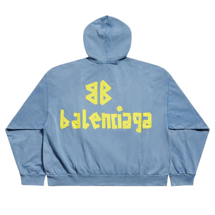 Худи Balenciaga Ripped Pocket Hoodie, Faded Blue — фото 2