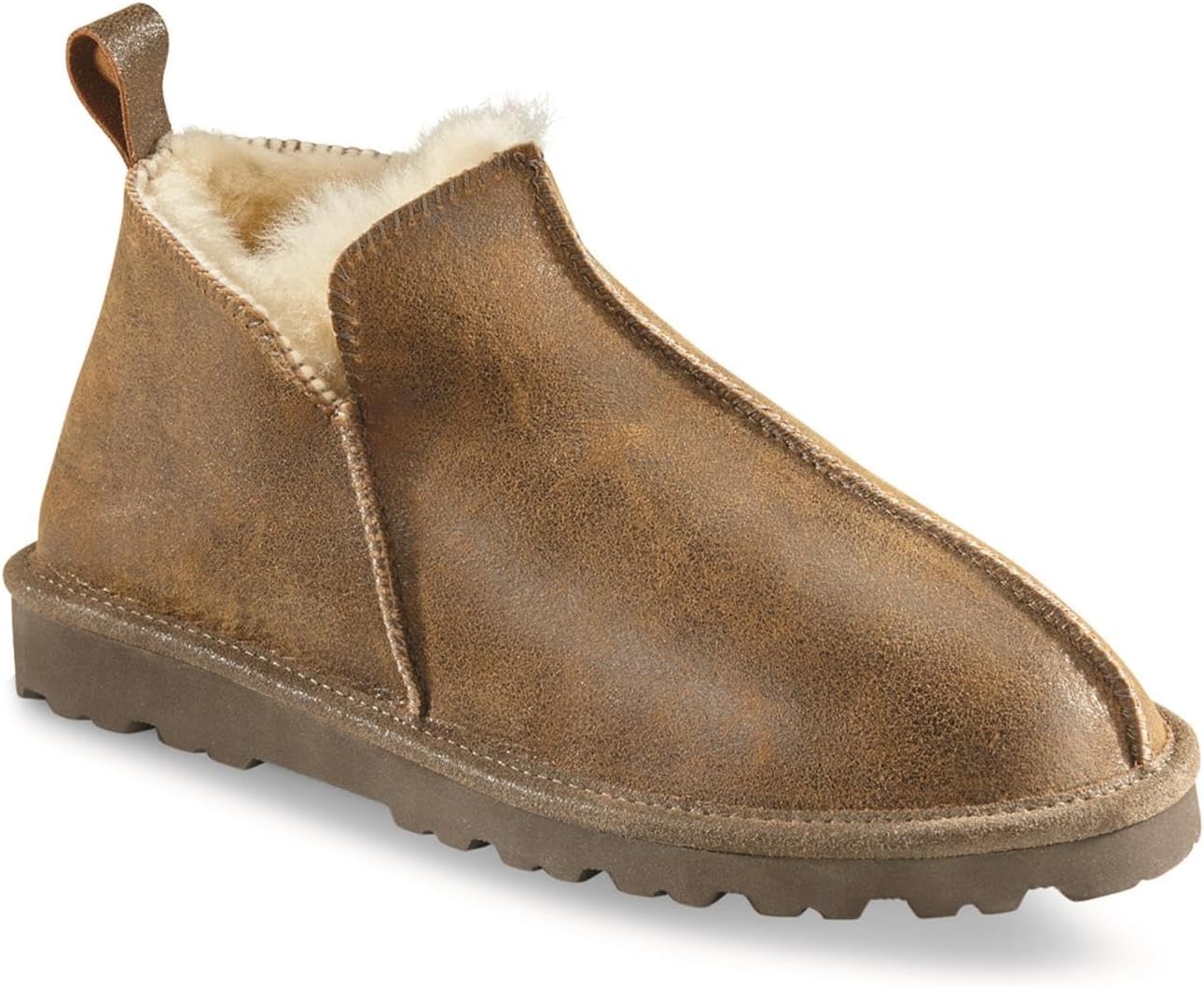 

Мужские тапочки с двойной овчиной Guide Gear, кожа, меховая подкладка, теплые, для отдыха, домашние, для спальни, для использования дома и на улице, Brown Bomber