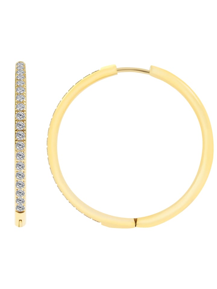 

Adeliás Женские серьги - серьги-кольца на шарнирах из нержавеющей стали с золотыми стразами