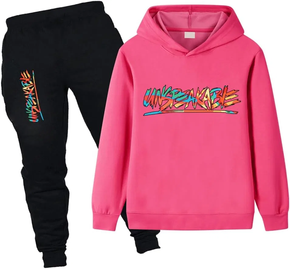 Детский спортивный костюм из худи и штанов, LUQUSKYFEI, Rose Red