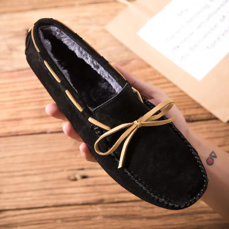 Лоферы мужские замшевые с мехом, Boatshoes, Black SayfuR — фото 2