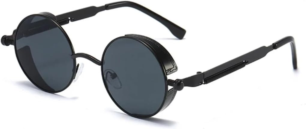 

Солнцезащитные очки с защитой UV400 | Металлические круглые линзы в стиле панк | Цветные линзы | Для женщин и мужчин | Для занятий спортом на открытом воздухе и вождения DSVIGF, Black-black