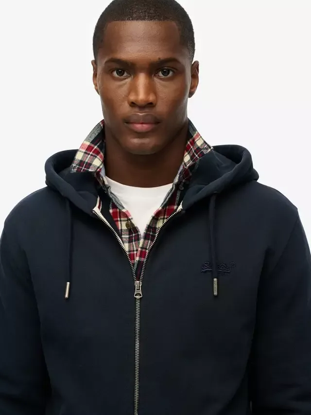 Худи на молнии с логотипом Essential Superdry, Eclipse Navy — фото 4