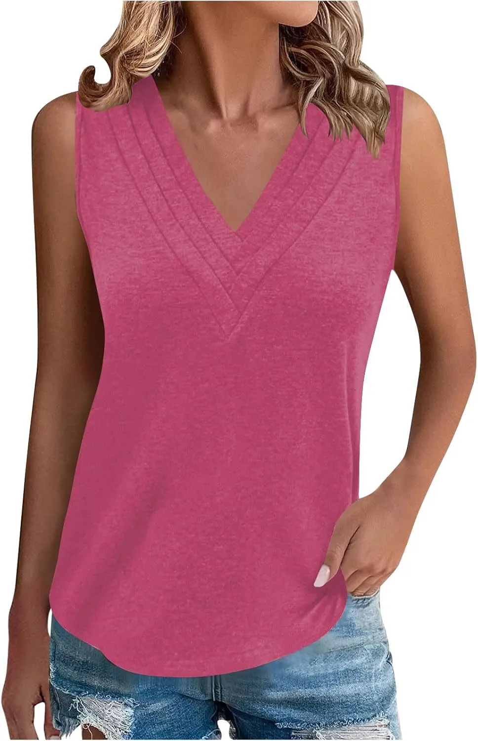 

Женский топ с V-образным вырезом и плиссировкой bawilom