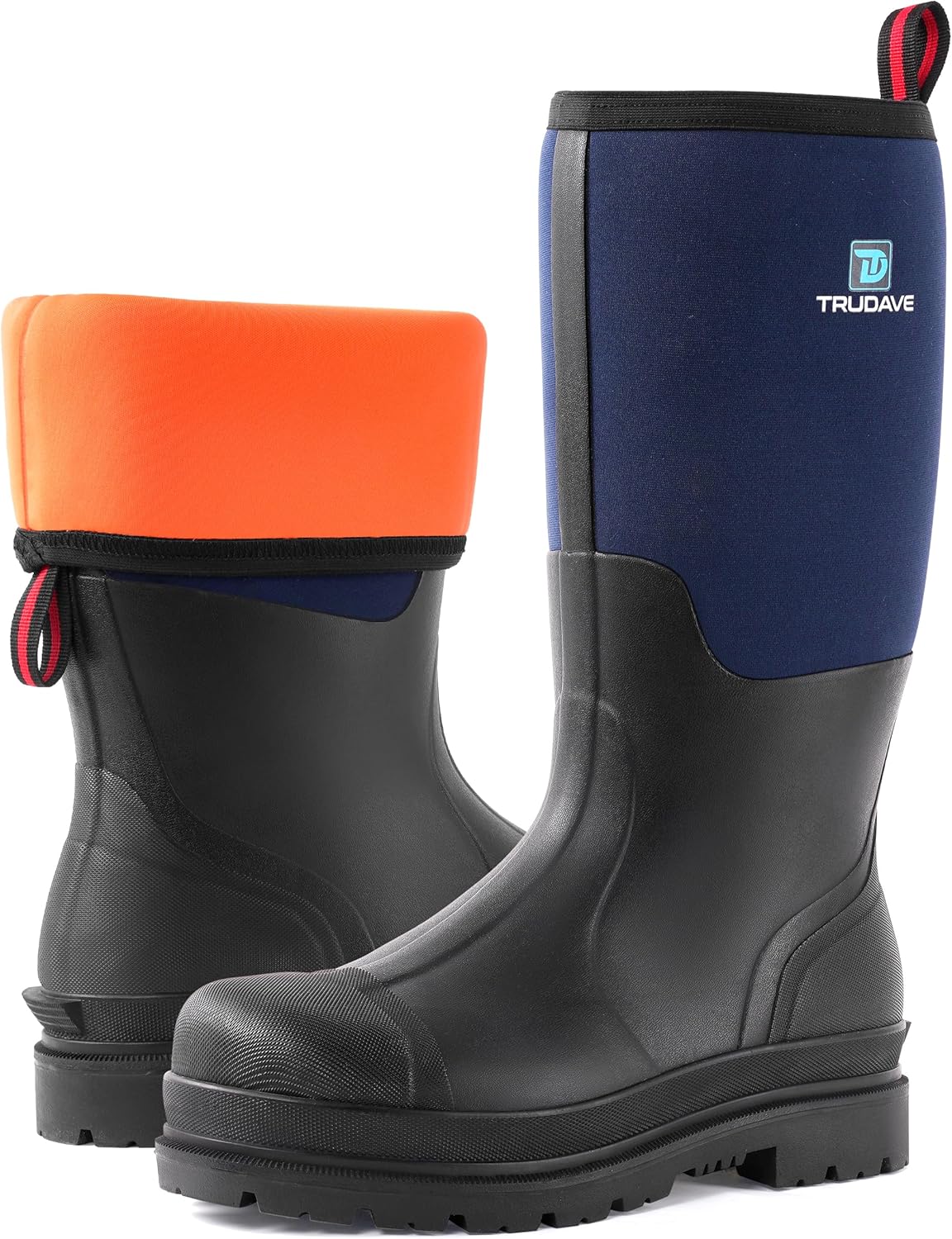 

Резиновые сапоги Trudave для мужчин, водонепроницаемые дождевые сапоги с стальным галтелью и усиленным носком, 5 мм неопреновые утепленные сапоги до колена для работы на улице, охоты, фермерства и рыбалки, синий