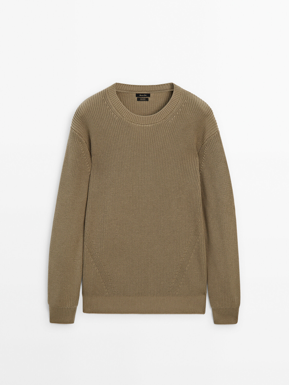 

Свитер из хлопчатобумажной трикотажной ткани с круглым вырезом Massimo Dutti, коричневый