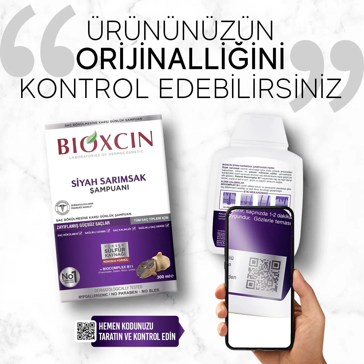 Шампунь Bioxcin Black Garlic, 300 мл, укрепляющий, против выпадения волос Bioxcin — фото 2