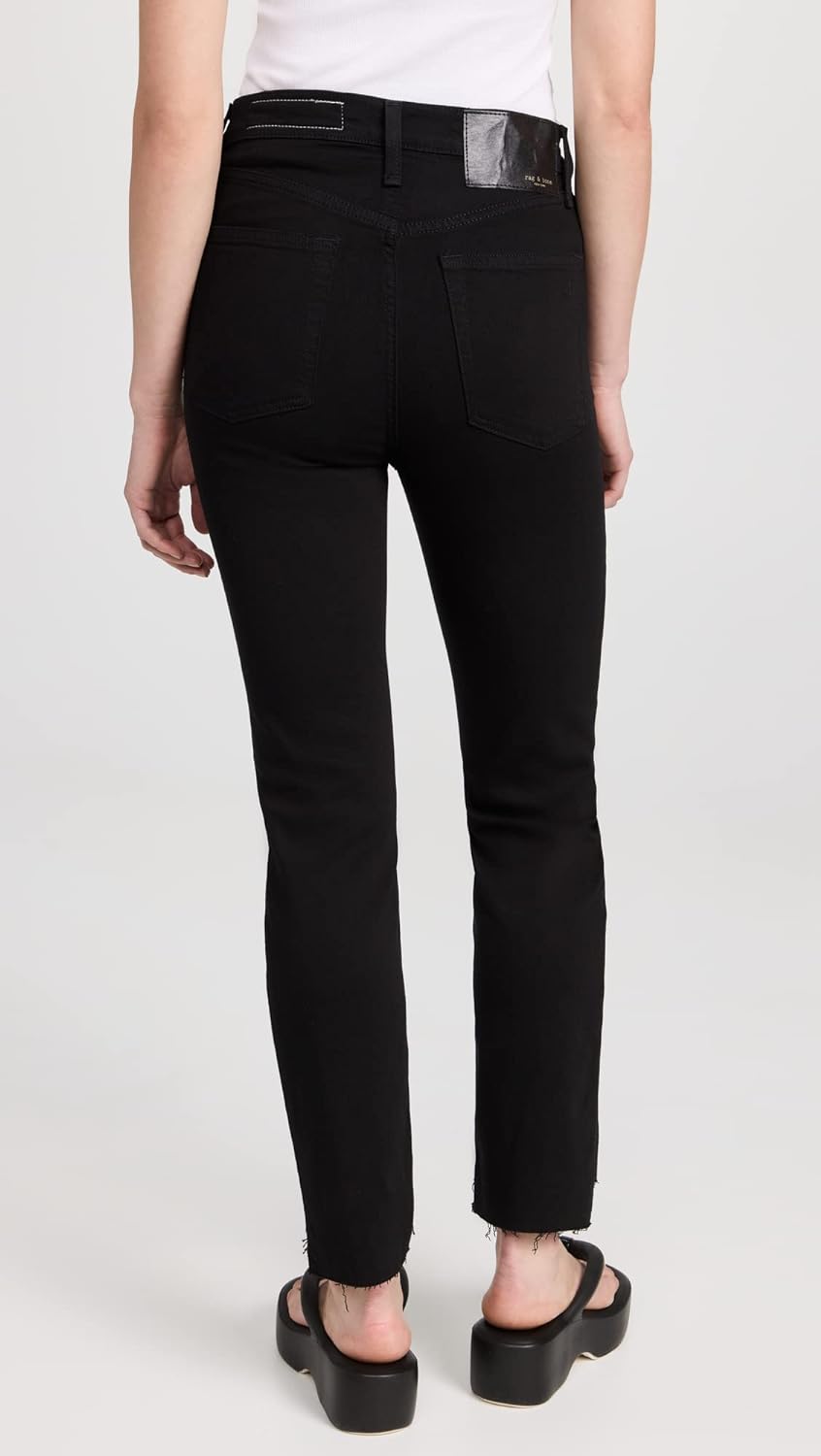 

Женские джинсы Rag & Bone Wren Slim Fit Raw Cuffs Stretch Denim Black