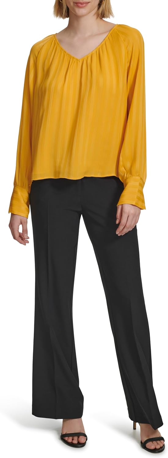 

Женская блузка Calvin Klein с длинным рукавом и V-образным вырезом, Ochre