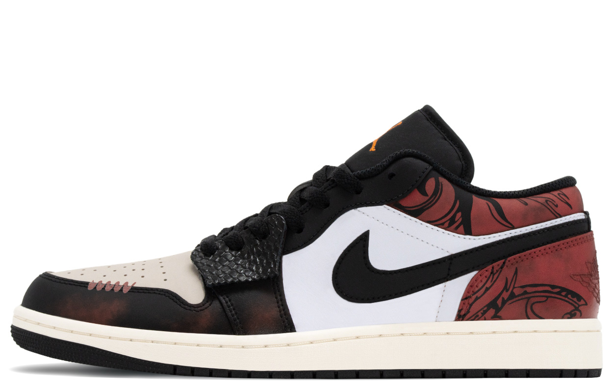 

Jordan Кроссовки Air 1 Han Dynasty Wall Murals Abrasion Resistant Low top Vintage Basketball Shoes Men's Black Red