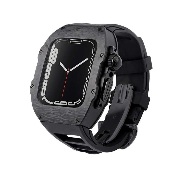 

Vobafe Часы Strap Apple Compatibility Carbon Fiber Material, Classic pure black case + black butterfly buckle strap