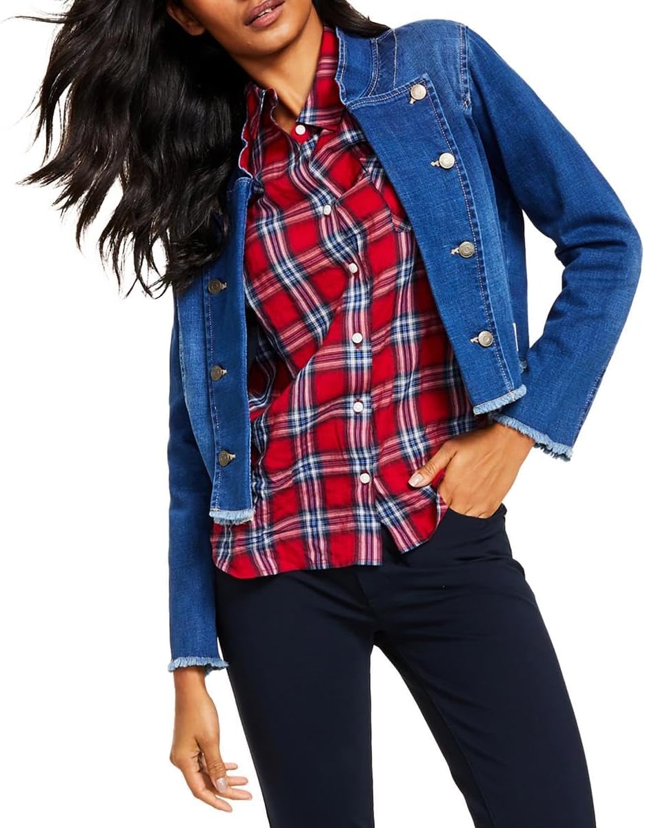 

Женская спортивная куртка Tommy Hilfiger с длинным рукавом из денима, Moonlight Blue