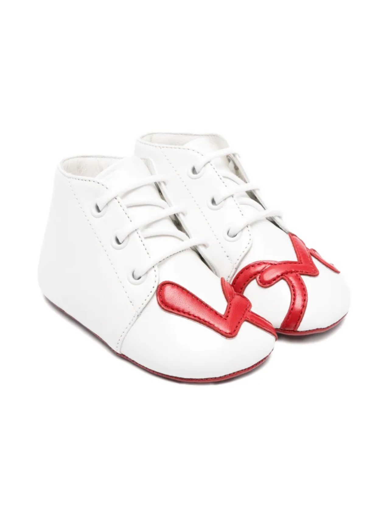 

Кроссовки Christian Louboutin Kids со шнуровкой и сердечками, белый