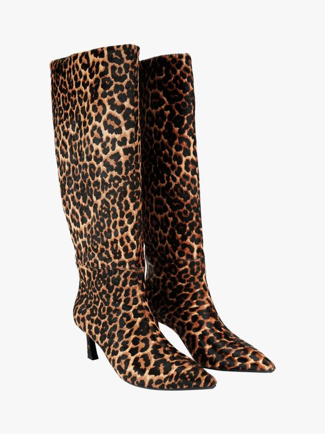 Stark Leopard Print Kitten Heel кожаные ботинки до колена KG Kurt Geiger, Brown/Multi — фото 3